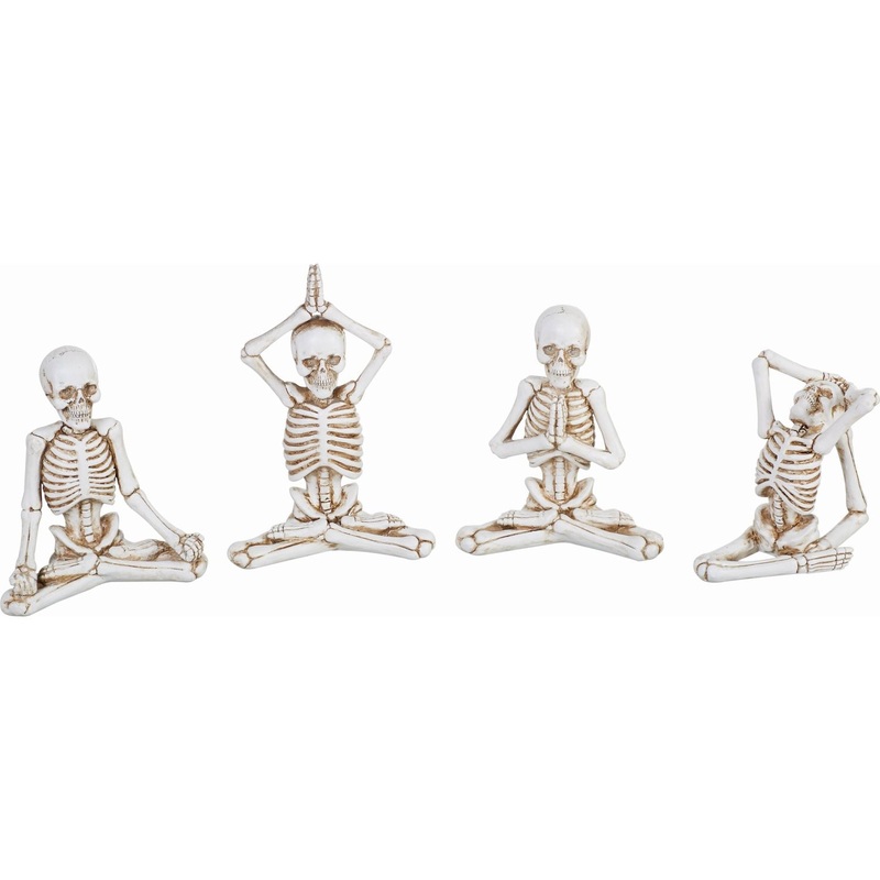 Transpac Resin Yoga Skeleton Figurine, Set Of 4, Assortment