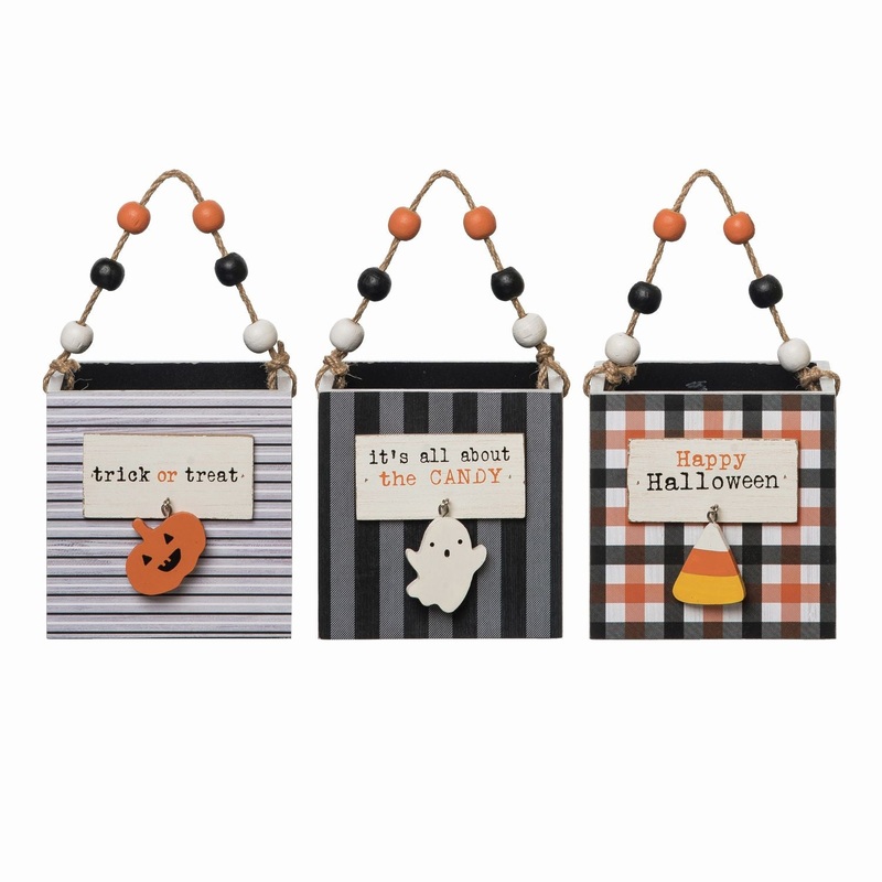 Transpac Small MDF Halloween Decor Box, Set Of 3, Assortment