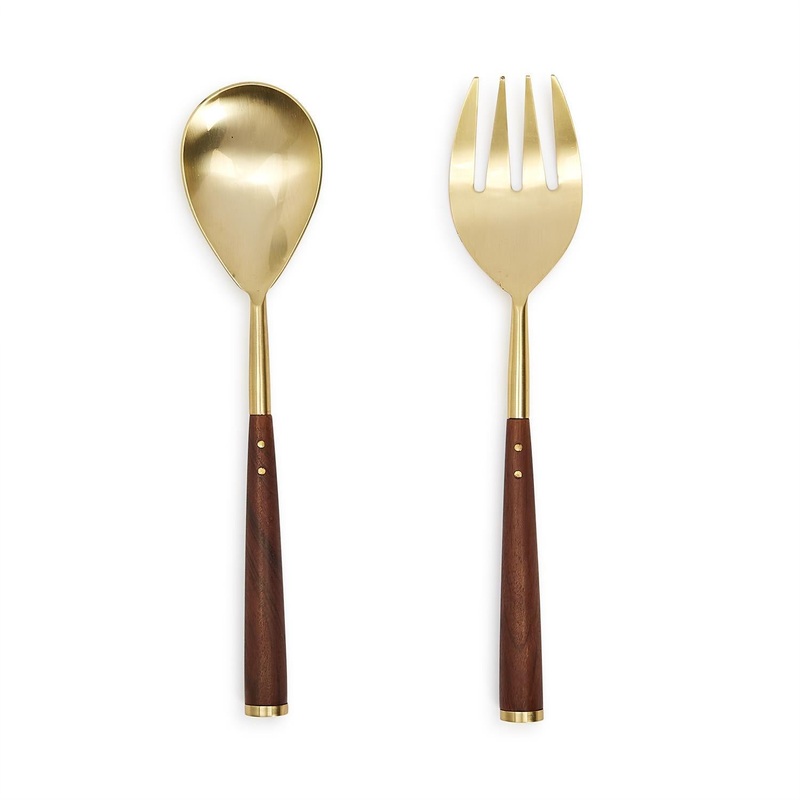 Two’s Company Acacia Wood Serving Set in Gift Box Includes: Spoon and Fork