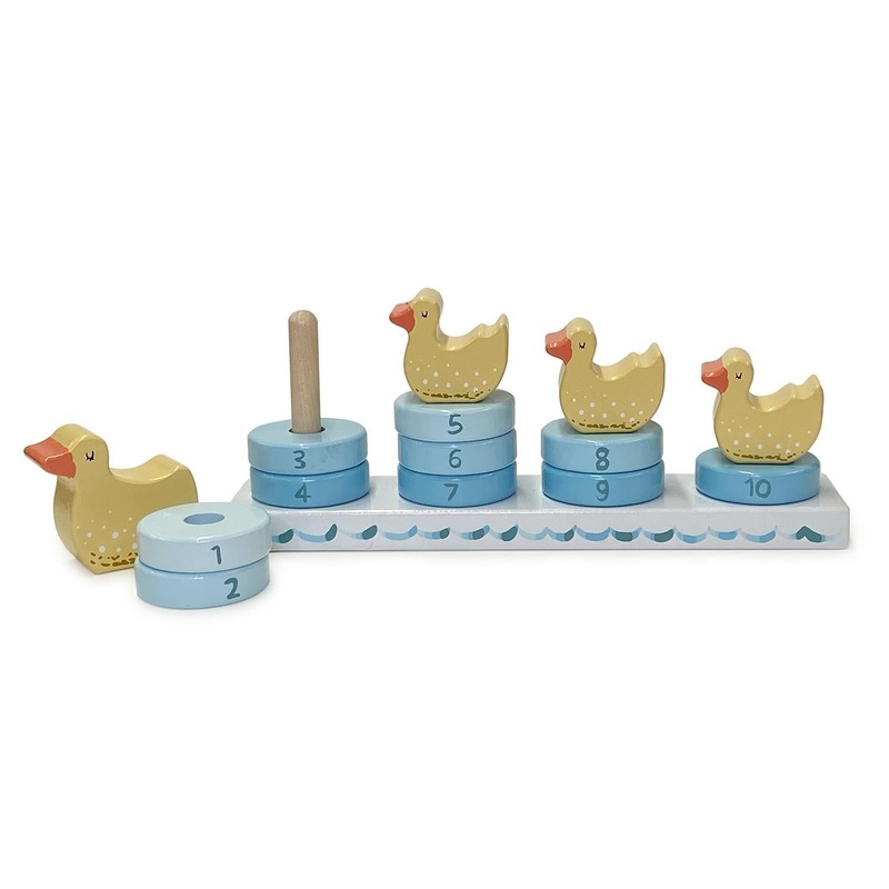 Two’s Company Counting Duckies Hand-Crafted Stacking Toy in Gift Box