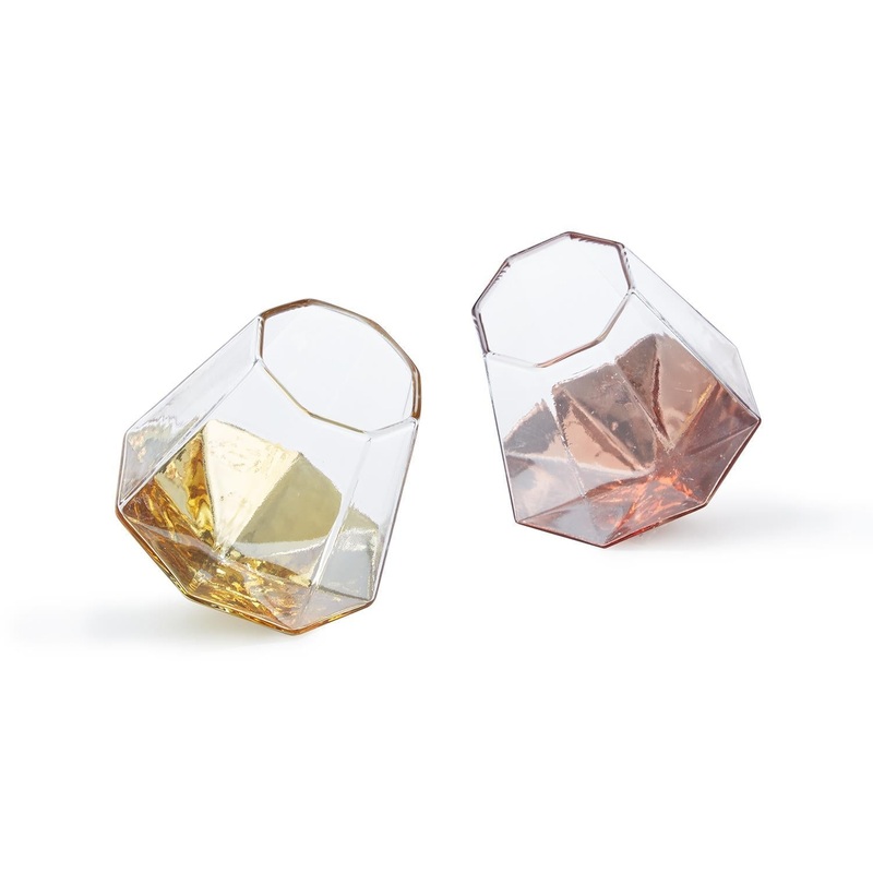 Two’s Company Diamond Glass Assorted 2 Colors: Gold And Rose Gold