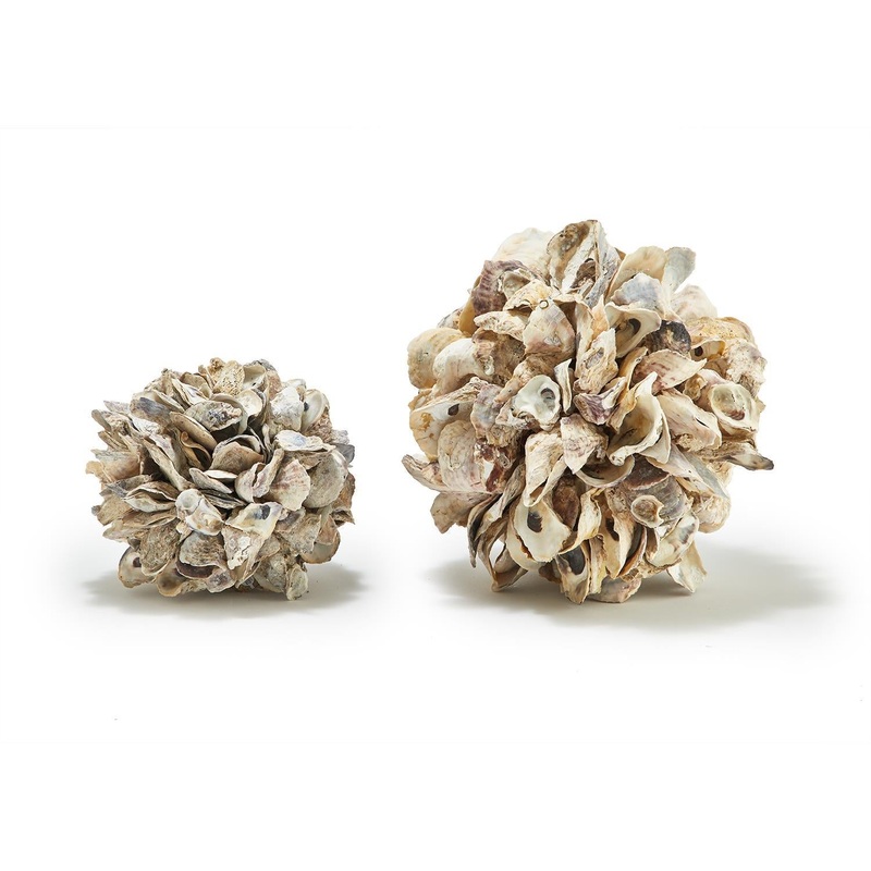 Two’s Company Oyster Shells Decorative Ball Assorted 2 Sizes: 9 And 12.