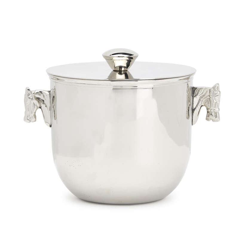 Two’s Company Thoroughbred Horse Handles Ice Bucket.