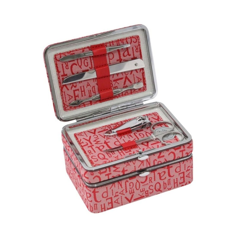 5 Pc. Manicure Set With Travel Jewelry Box, Red Fabric Case