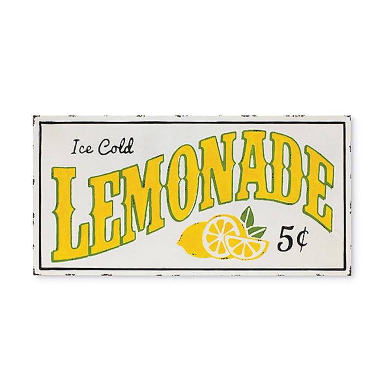 Gerson Companies 36L Metal Ice Cold Lemonade Embossed Wall Decor