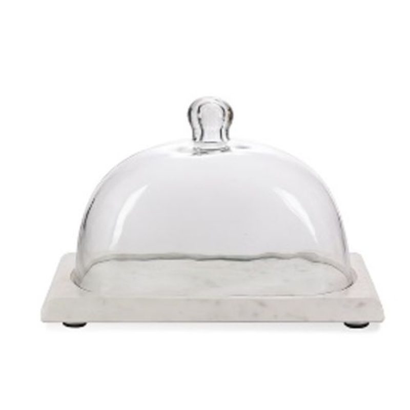 Gerson Companies Marble Server with Hand-Molded Glass Dome