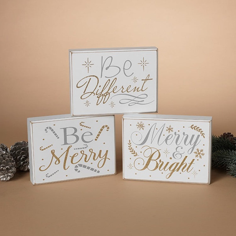 Gerson Company 7.8L Wood Holiday Sign, 3 Asst