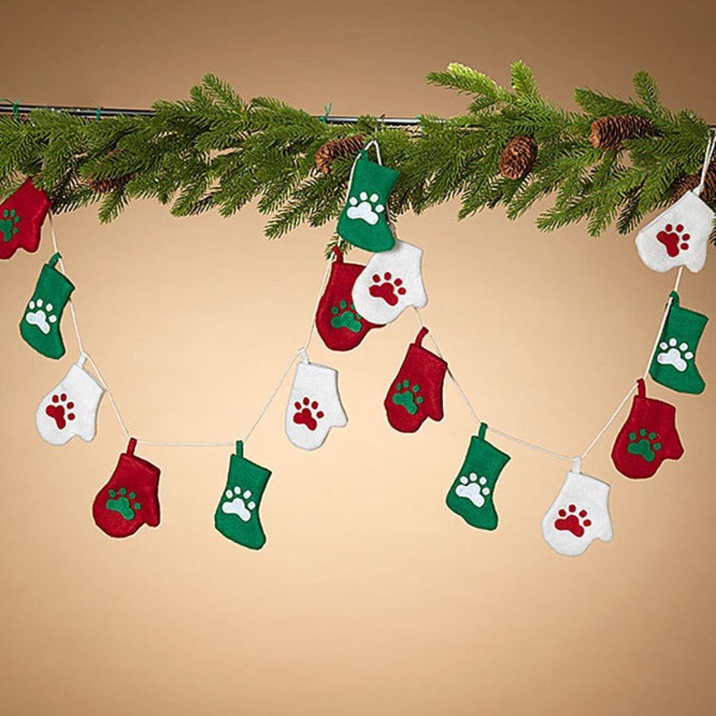 Gerson Company 72L Felt Fabric Paw Print Garland