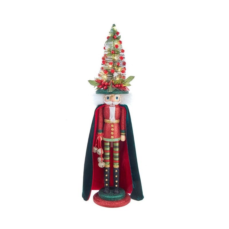 Kurt Adler 24 B/O Hollywood Red And Dark Green Nutcracker With Led Hat