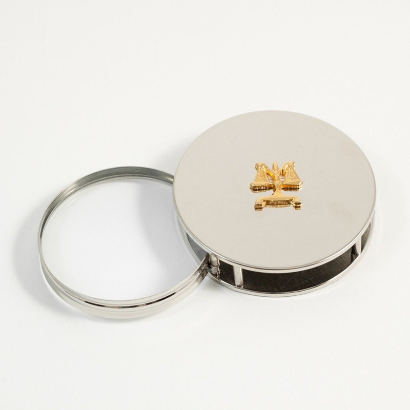 Legal, Chrome Plated Paperweight & Fold Out Magnifier