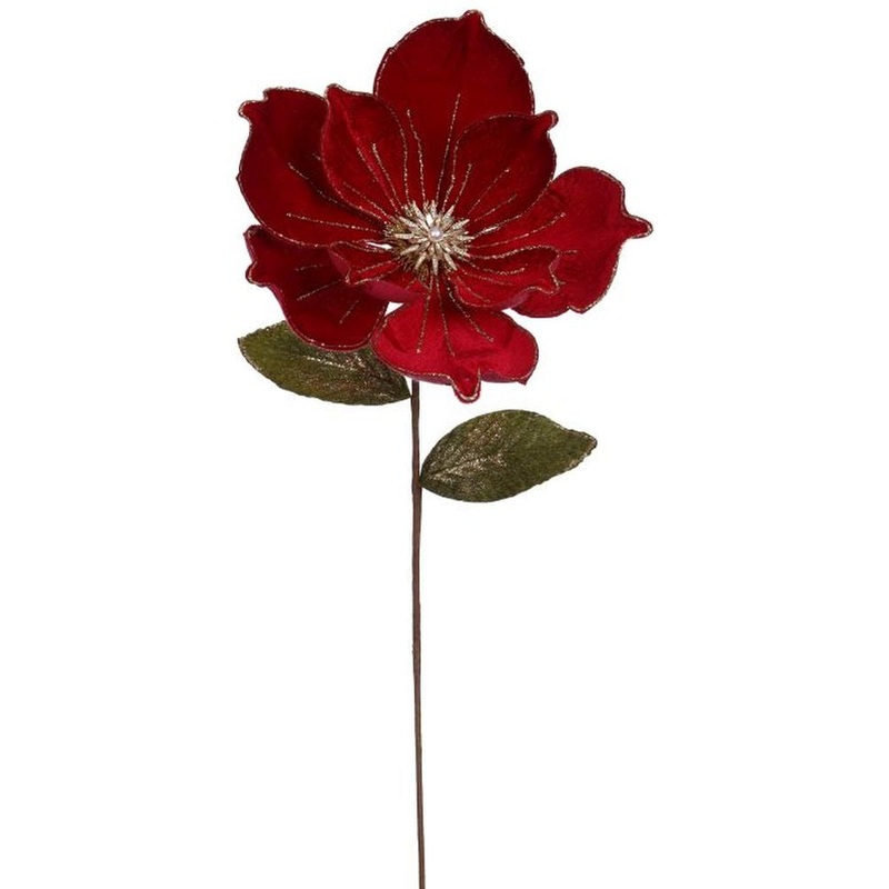 Mark Roberts 2022 Jeweled Magnolia Stem, Large 24 Inches, Red