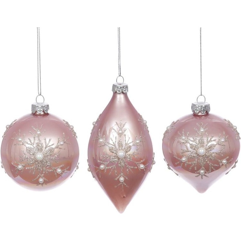 Mark Roberts 2022 Pink With Pearl Ornament, Assortment Of 3 3 Inches