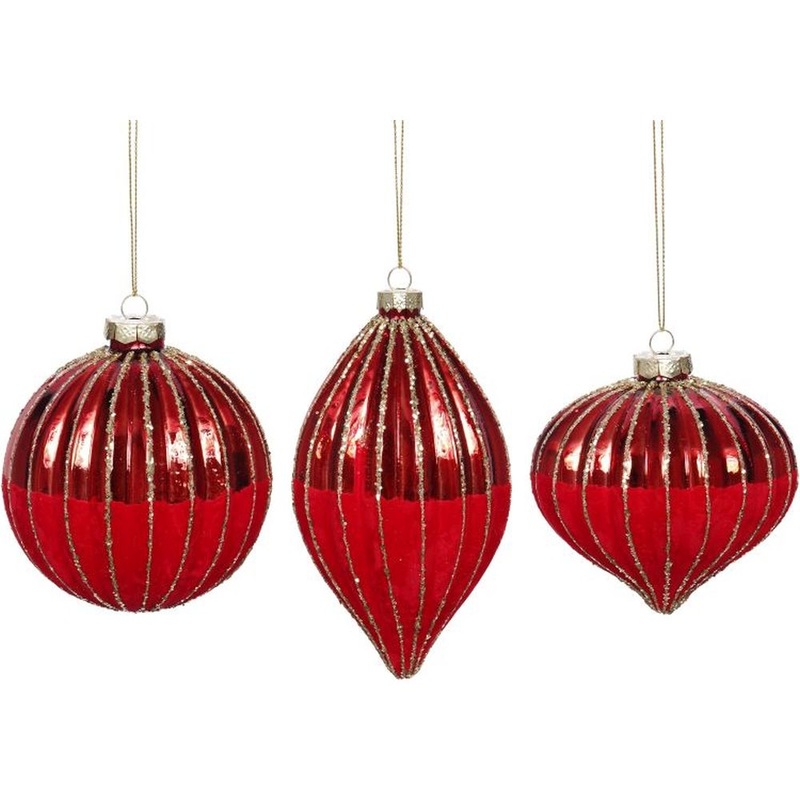 Mark Roberts 2022 Shiny with Gold Stripes Ornament, Assortment of 3 4 Inches