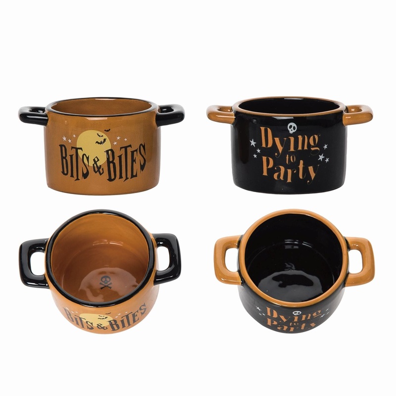 Transpac Ceramic Spooky Dip Bowl, Set Of 2, Assortment