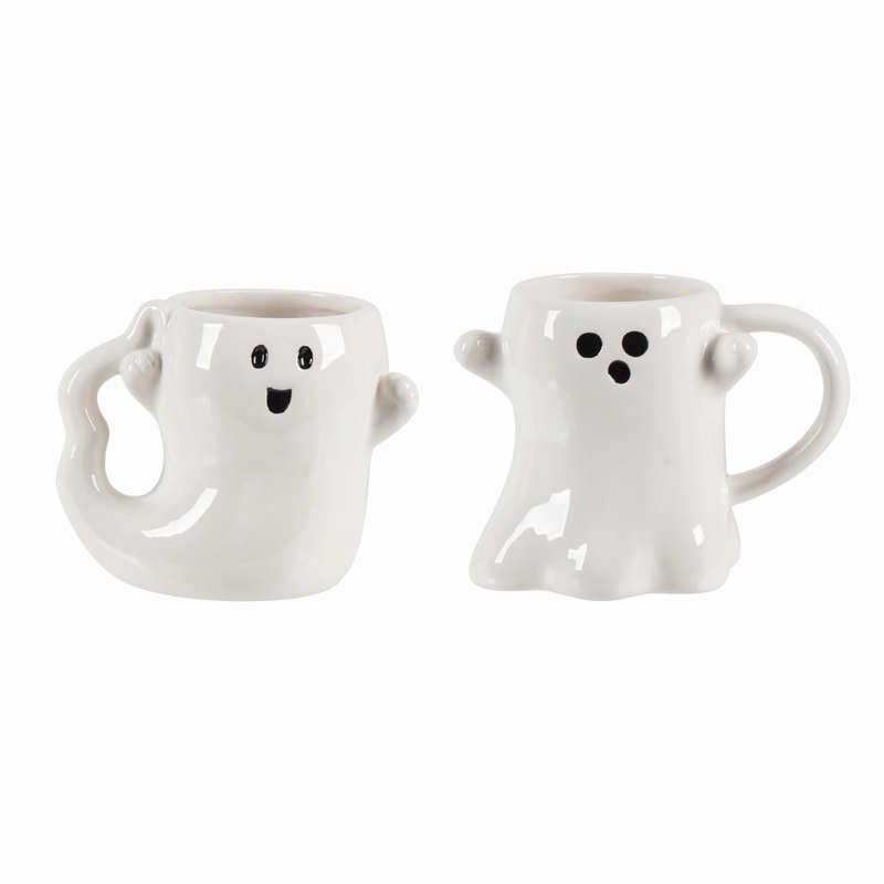 Transpac Dolomite Ghost Shaped Mug, Set Of 2, Assortment