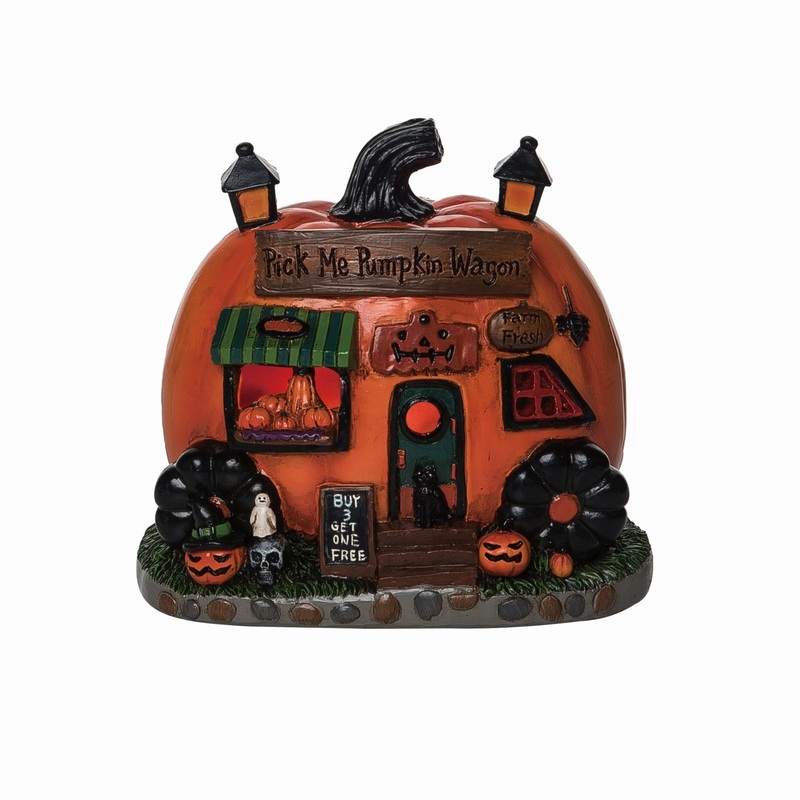 Transpac Large Resin Light Up Pumpkin Wagon