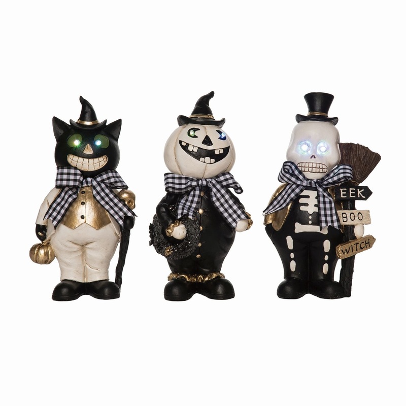 Transpac Light Up Resin Halloween Pal Figurine, Set Of 3, Assortment