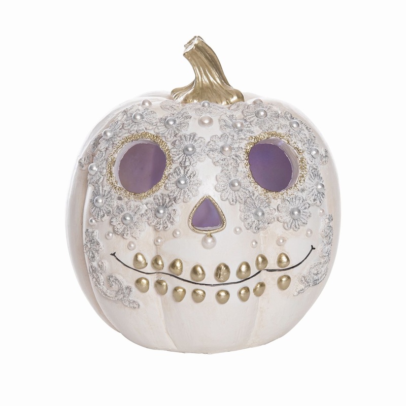 Transpac Light Up Resin White Sugar Skull Decor