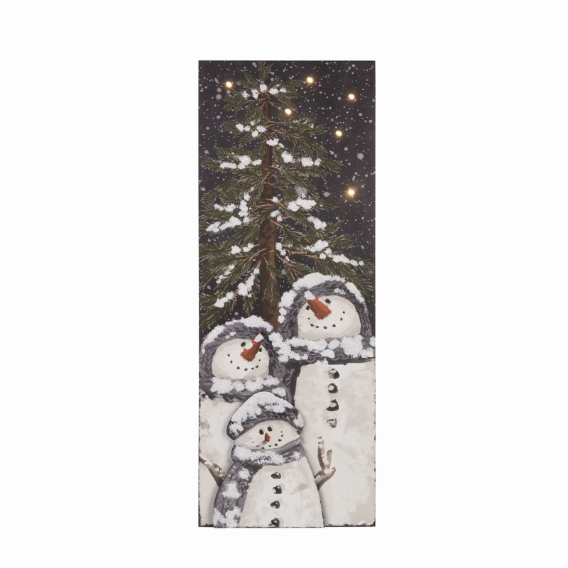 Transpac MDF Light Up Gazing Snowman Decor