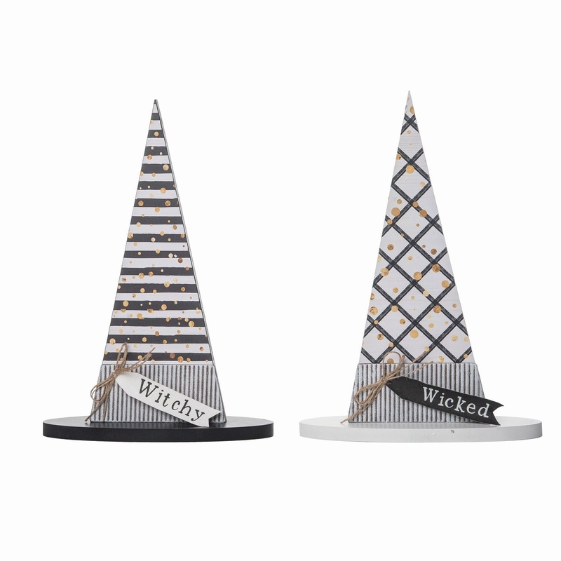 Transpac MDF/Metal Witch Hat Decor, Set Of 2, Assortment