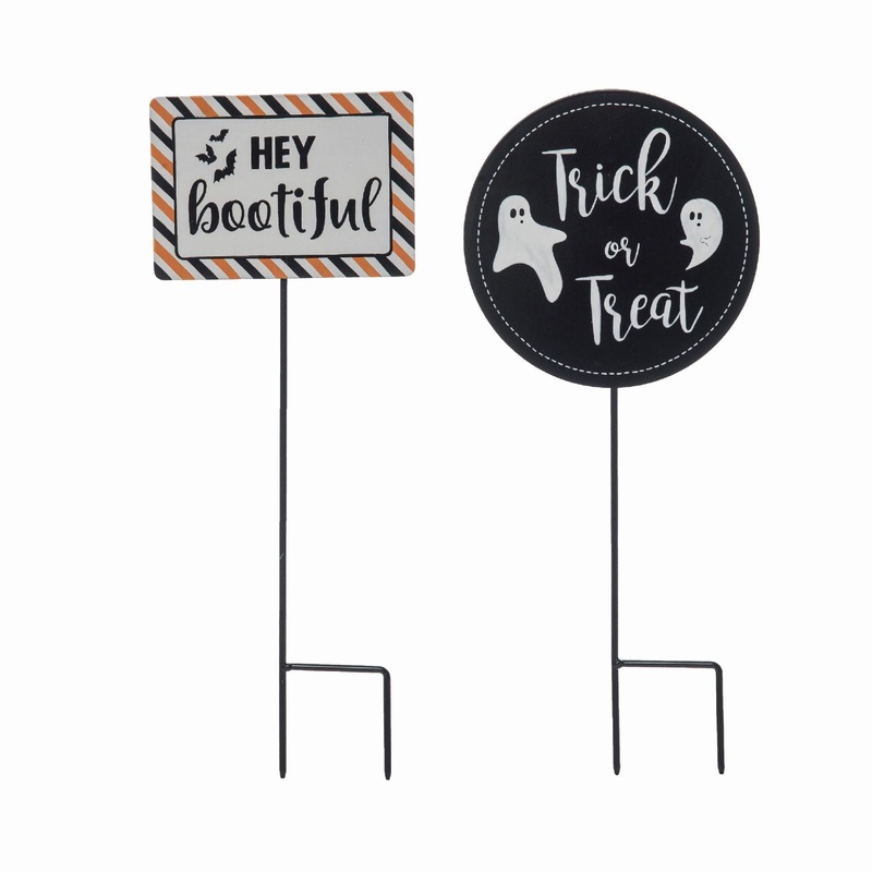 Transpac Metal Embossed Bootiful Ghost Yard Stake, Set Of 2, Assortment