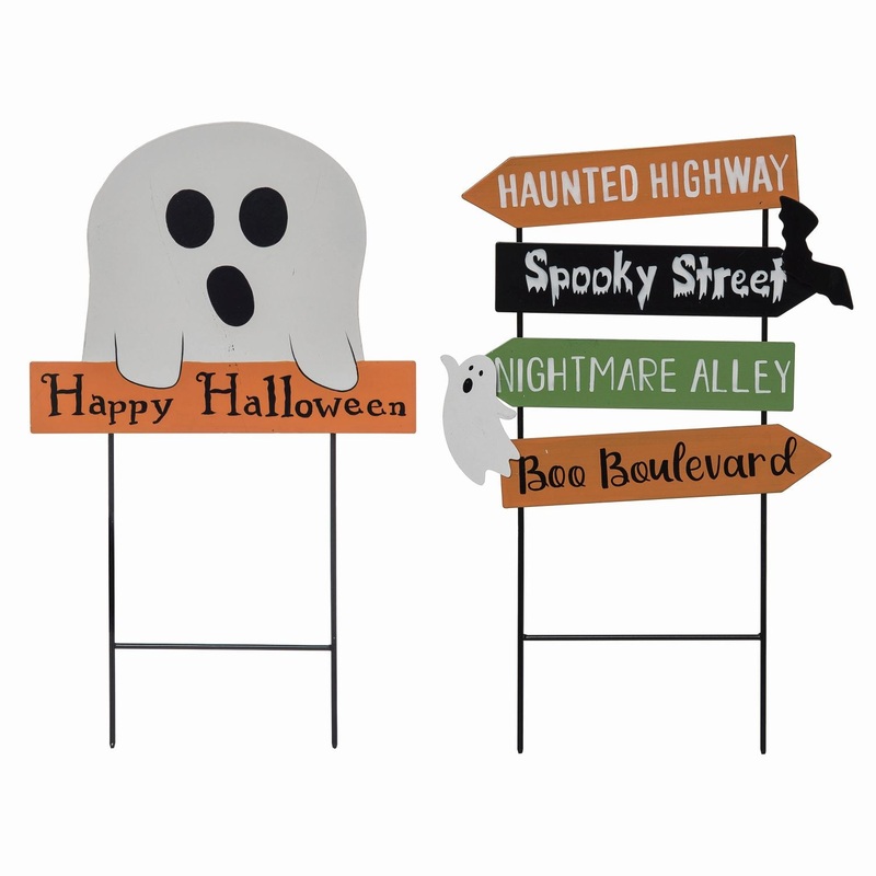 Transpac Metal Embossed Ghost Shape Yard Stake, Set Of 2, Assortment