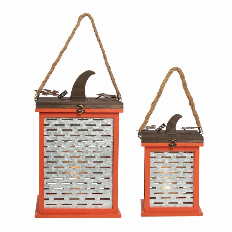 Transpac Metal Pumpkin Lantern, Set Of 2