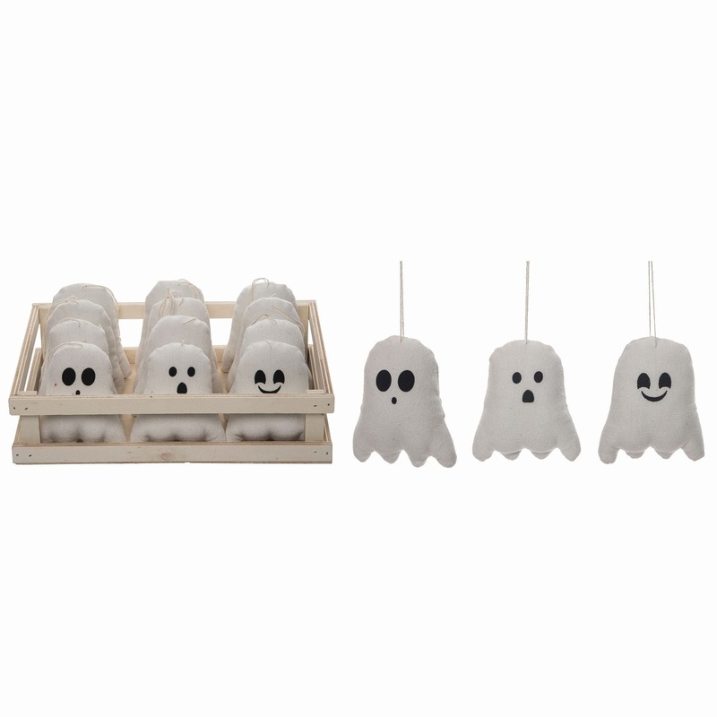 Transpac Mini Plush Ghosts In Crate, Set Of 12