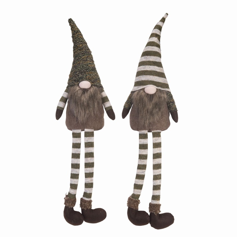 Transpac Plush Green Gnome Shelf Sitter, Set Of 2, Assortment