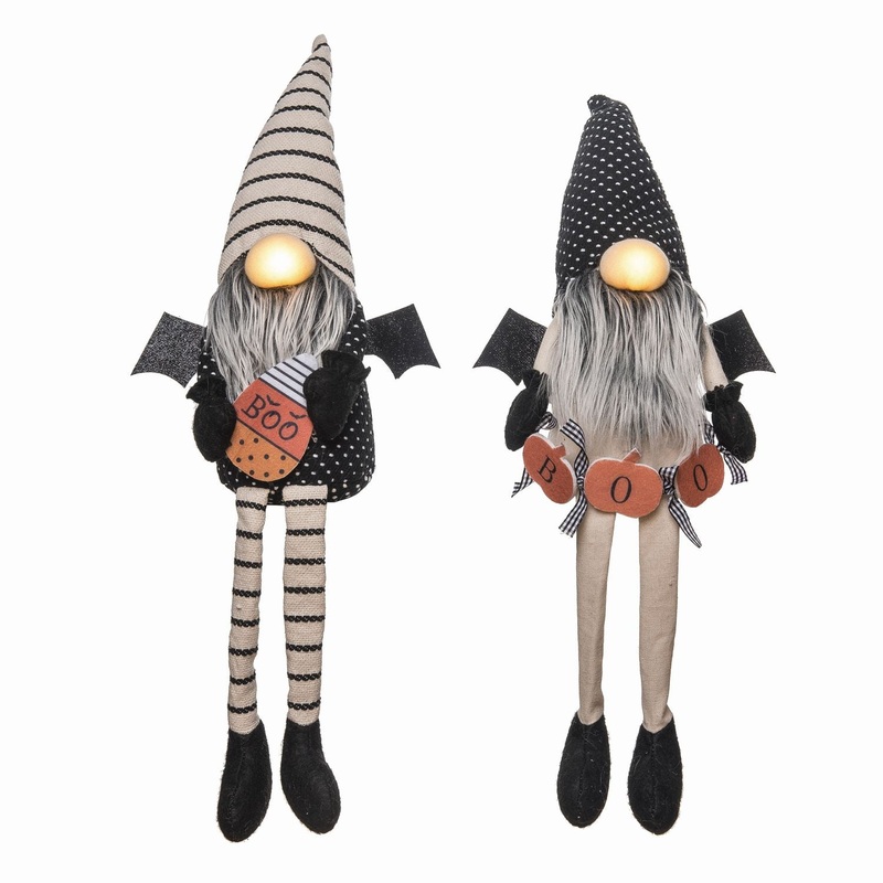 Transpac Plush Light Up Nose Gnome Shelf Sitter, Set Of 2, Assortment