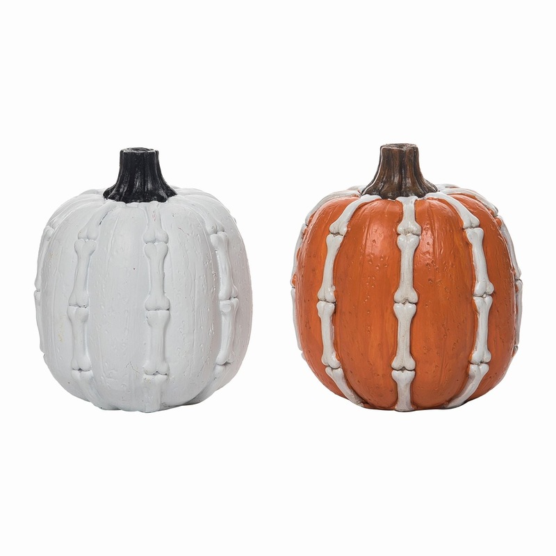 Transpac Resin Bone Motif Pumpkin, Set Of 2, Assortment