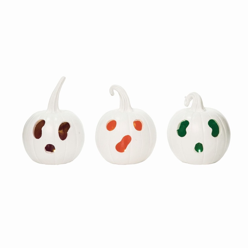 Transpac Resin Light Up Cute Jack-O-Lantern, Set Of 3, Assortment