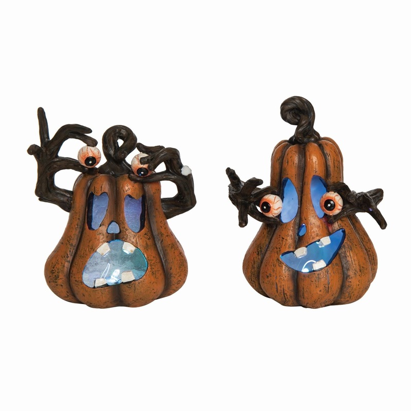 Transpac Resin Light Up Silly Eyes Pumpkin, Set Of 2, Assortment
