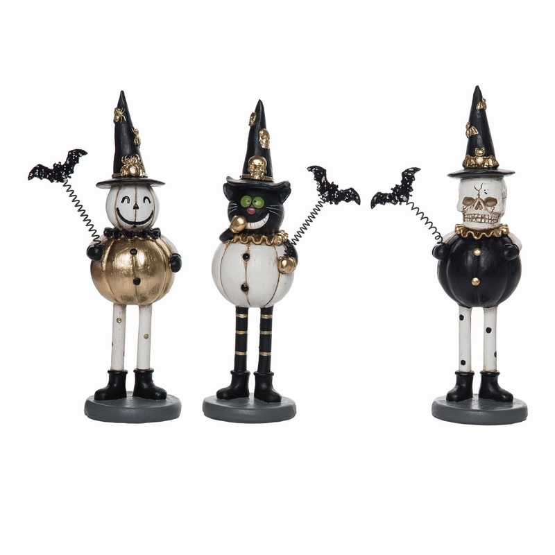 Transpac Resin Standing Pumpkin Costume Figurine, Set Of 3, Assortment
