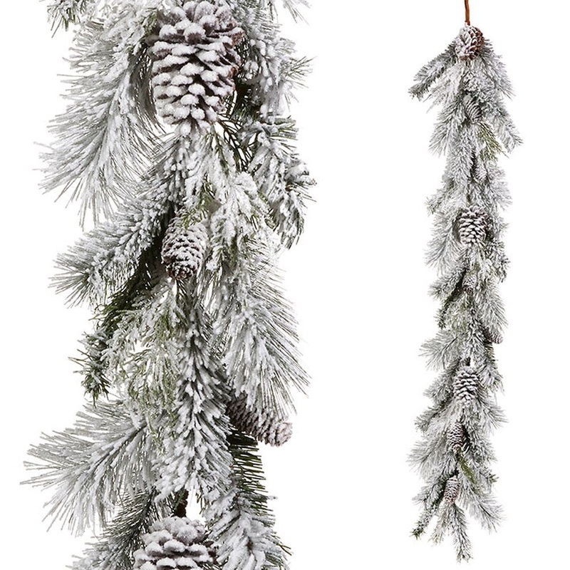 Raz Imports Mister Snowman 5′ Snowy Pinecone Garland.