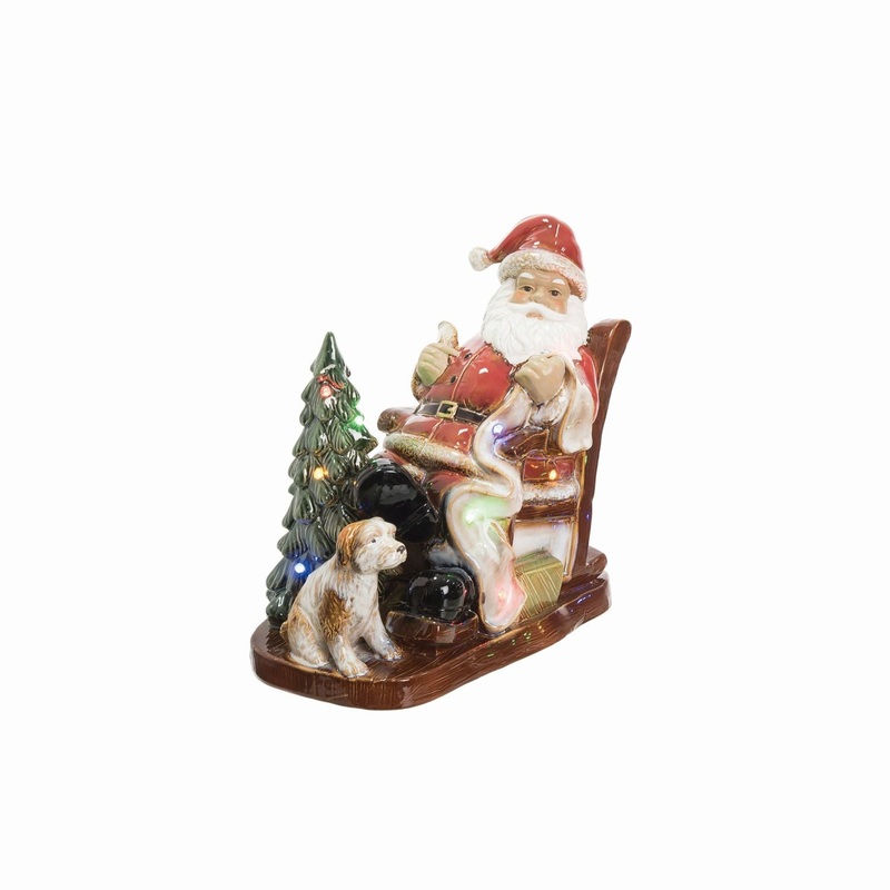 Transpac Ceramic Light Up Santa In Chair