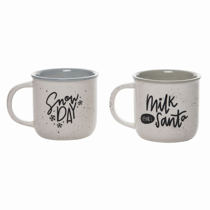 Transpac Dolomite Chunky Christmas Mug, Set Of 2, Assortment