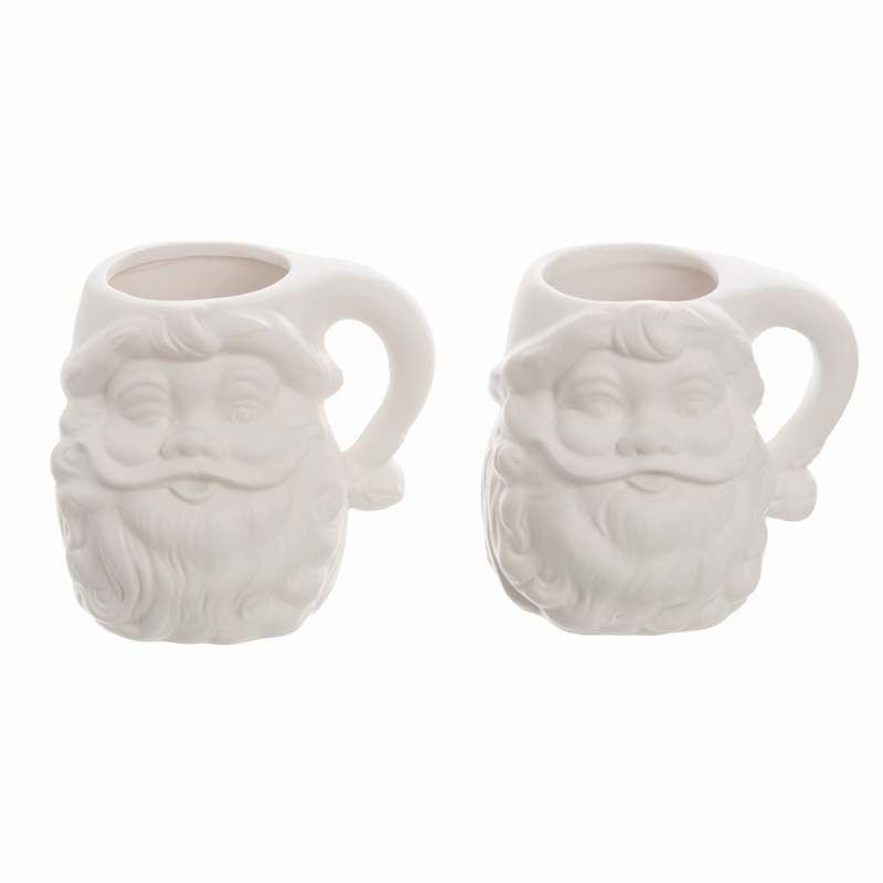 Transpac Dolomite Elegant Matte Santa Mug, Set Of 2, Assortment