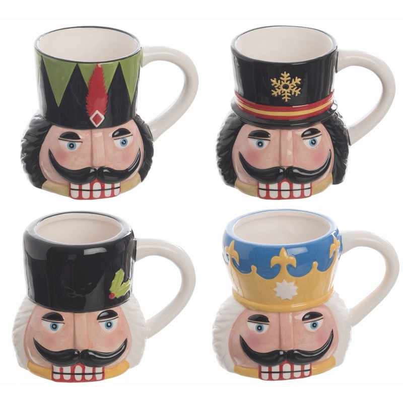 Transpac Dolomite Nutcracker Mug, Set Of 4, Assortment
