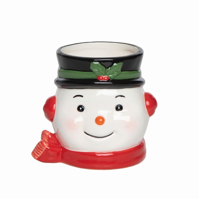 Transpac Dolomite Snowman Figural Bowl