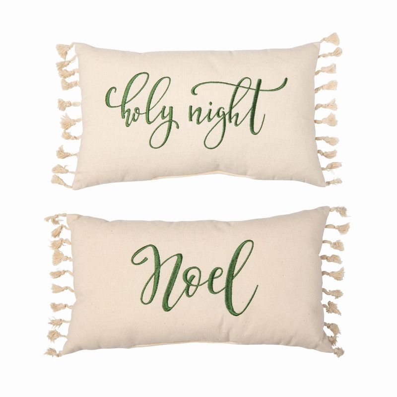 Transpac Fabric Embroidered Cozy Pillow, Set Of 2, Assortment
