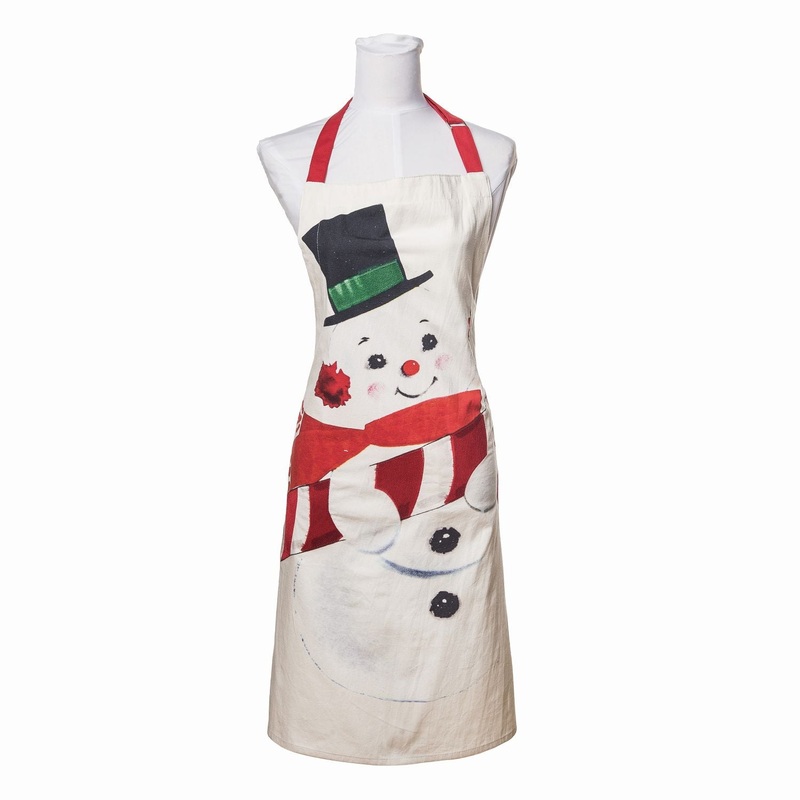 Transpac Fabric Retro Snowman Apron