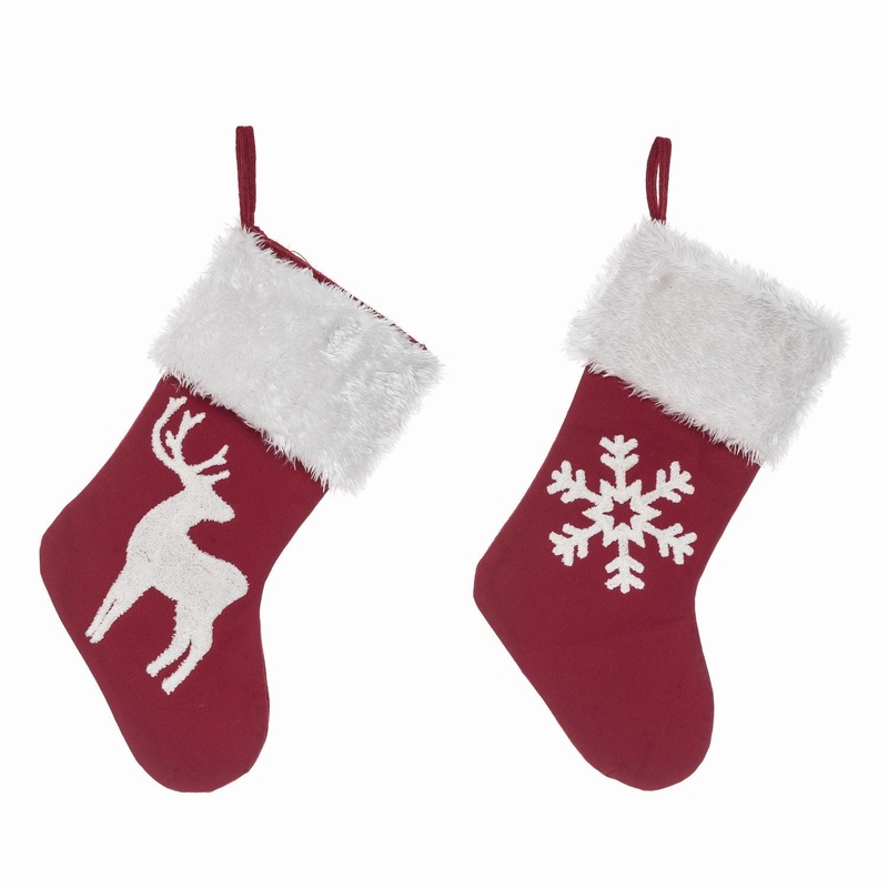 Transpac Fabric Winter Joy Stocking, Set Of 2, Assortment