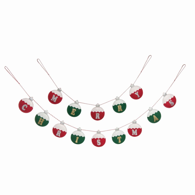 Transpac Felt Christmas Ornament Banner, Set Of 2