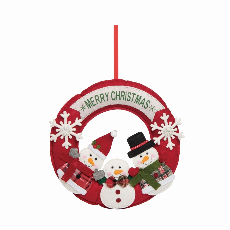 Transpac Felt Layered Snowman Wreath