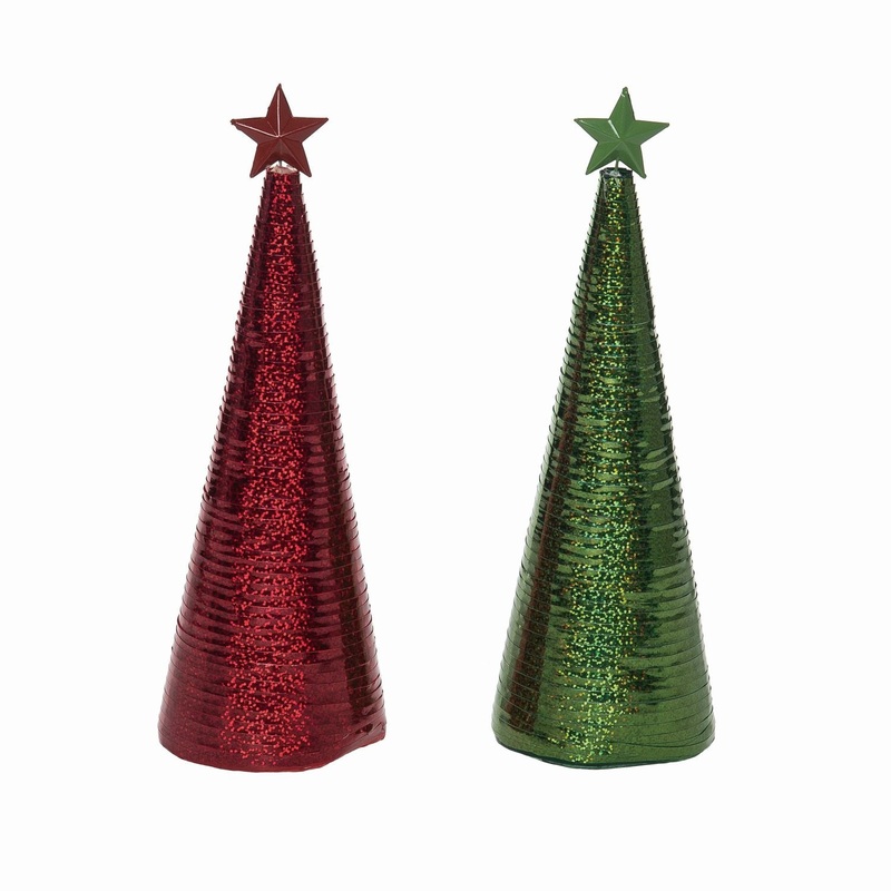 Transpac Foam Ribbon Wrapped Tree Decor, Set Of 2, Assortment