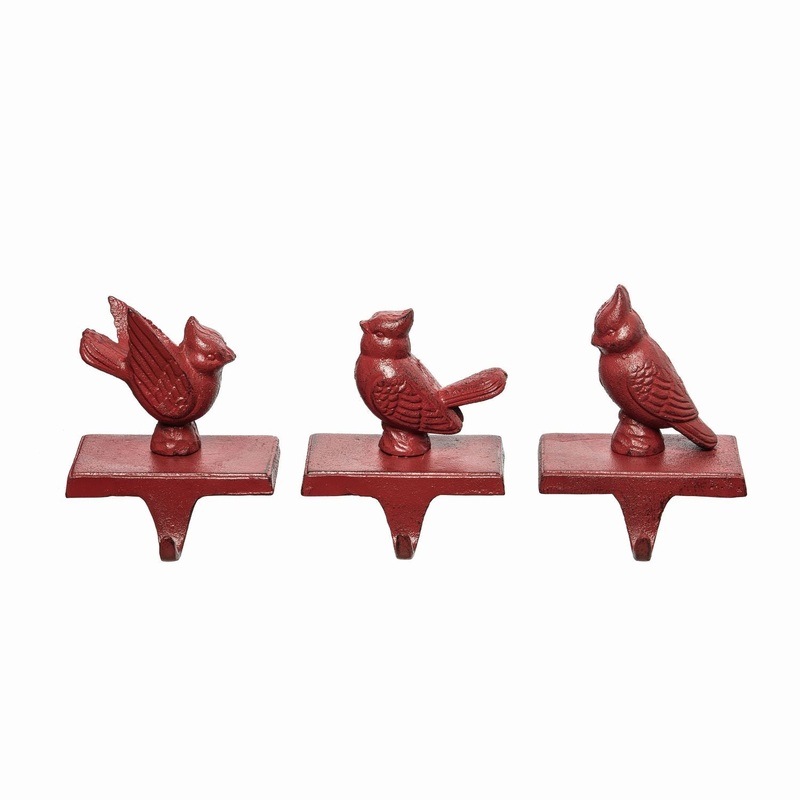 Transpac Iron Cardinal Stocking Holder, Set Of 3, Assortment