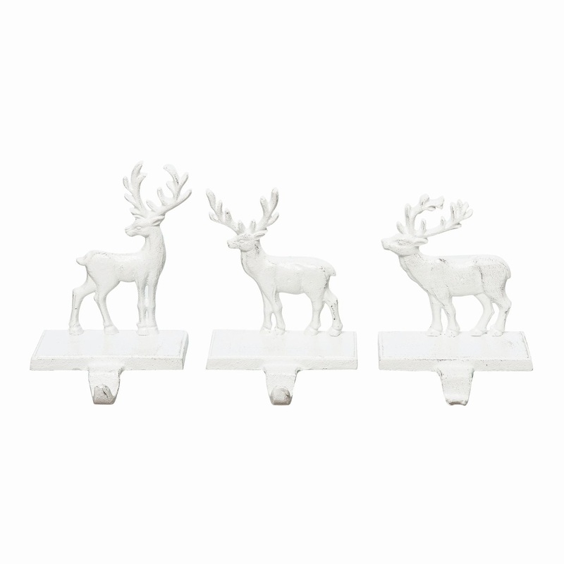 Transpac Iron Reindeer Stocking Holder, Set Of 3, Assortment