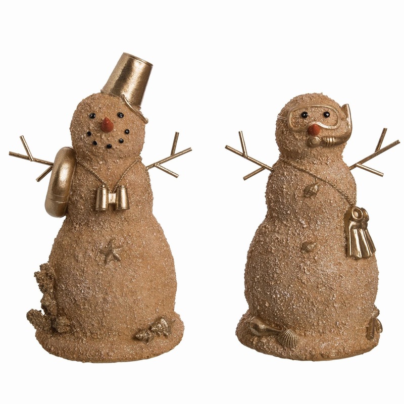 Transpac Large Sandy Snowman Figurine, Set Of 2, Assortment