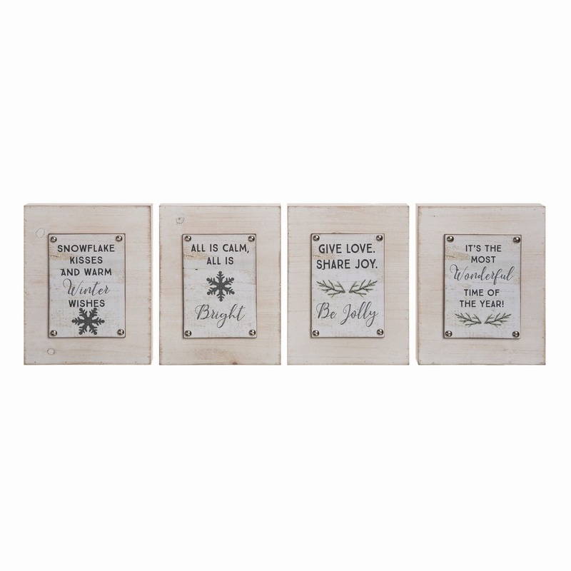 Transpac MDF Birch Block Decor, Set Of 4, Assortment